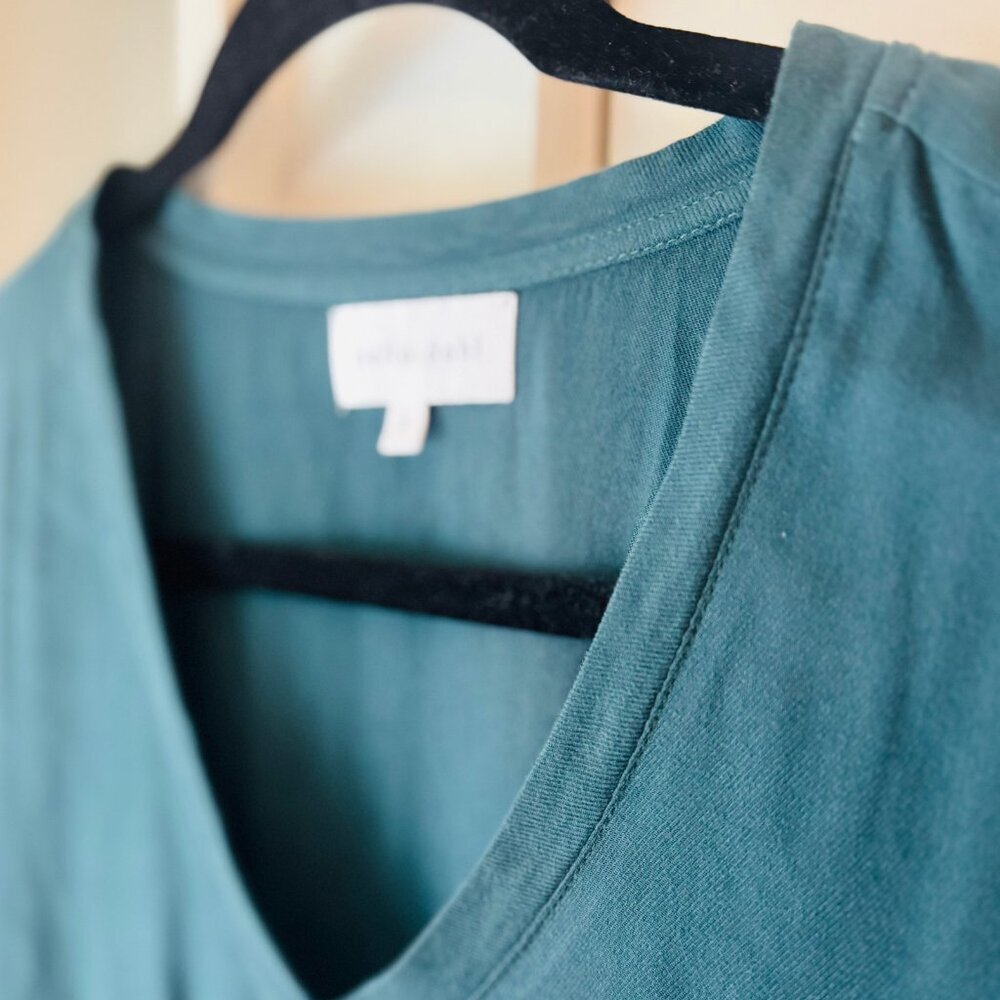 Bella Dahl Soft V-Neck T-Shirt Dress π Teal Green | Size L | Relaxed Fit - Picture 6 of 7